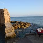 Table at the Mediterranean Sea in Akko, Israel