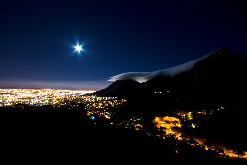 Table Mountain at night