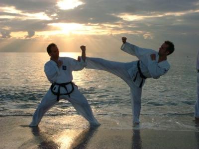 Taekwon-Do Training beim Sonnenaufgang in Florida