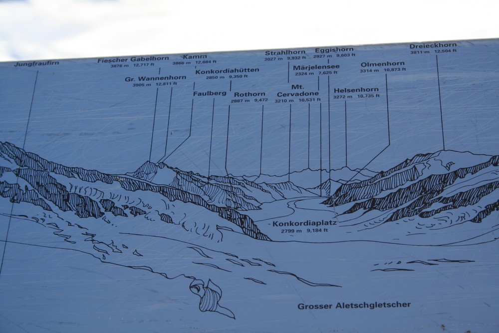 Tafel abfotografiert von der Sphinx, um bei der Bergbenennung keine Fehler zu machen