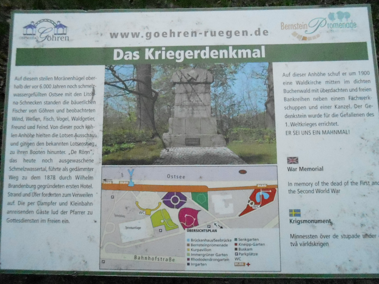 Tafel vom Kriegsdenkmal