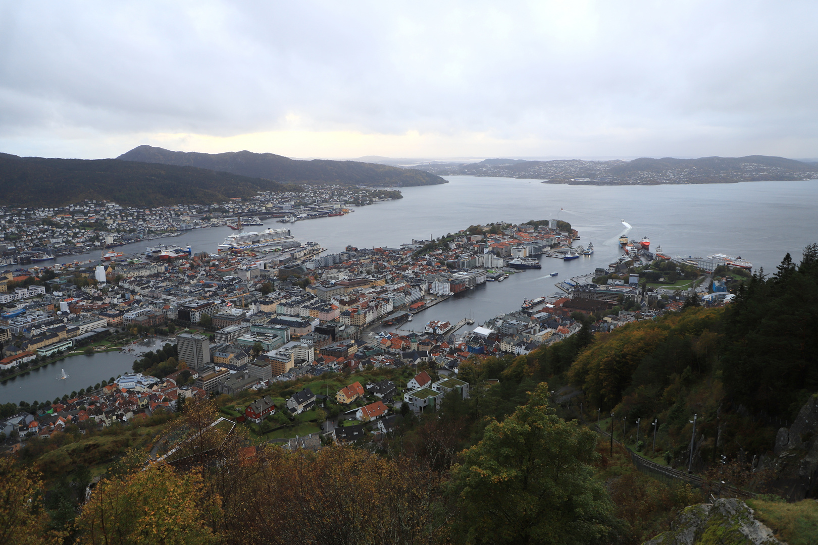 Tag 12: Bergen, Aussicht vom Berg Fløyen