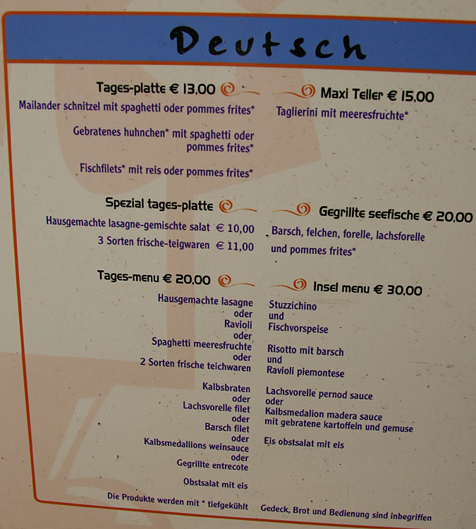 Tages-menu: 2 Sorten frische teichwaren