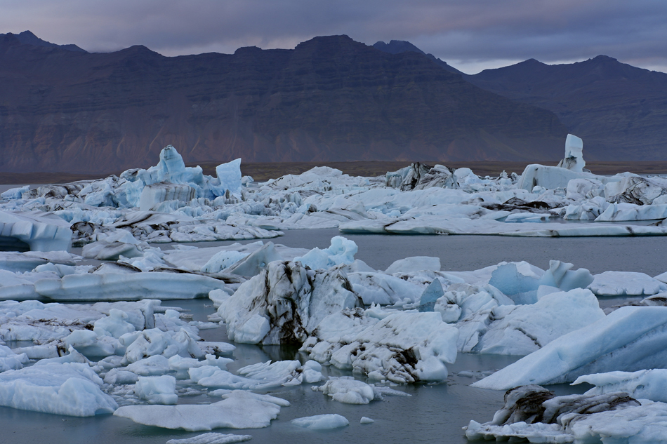 Tagesende an der Jökulsárlón Gletscherlagune