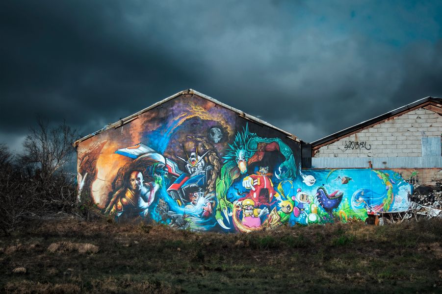 tags du port sous l'orage