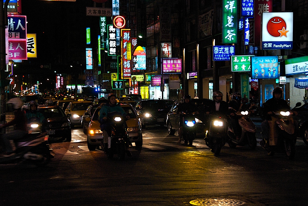 Taipei street by night