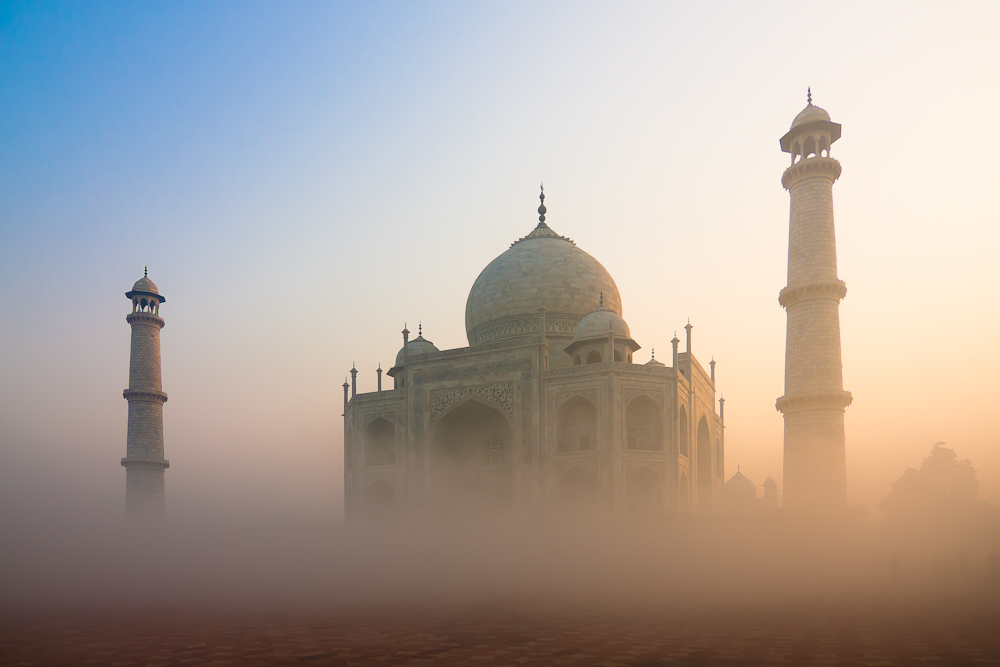 Taj Mahal misty morning
