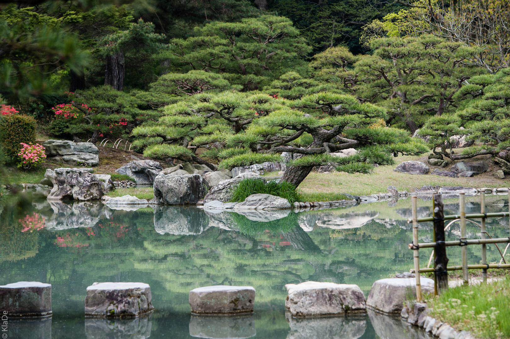 Takamatsu - Ritsurin-Koen - Kiefern und Trittsteine