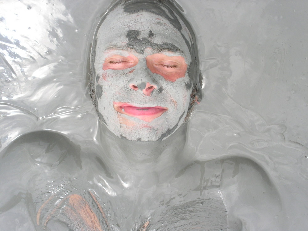 Taking a mudbath in Colombia