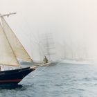 Tall ships in the mist