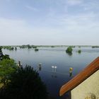 Tangermünde im Hochwasser ein Blick von der Burg