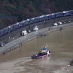 Tankerunglück auf dem Rhein bei St. Goar, Hochwasser