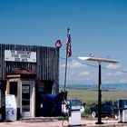 Tankstelle in Wyoming vor 20 Jahren,Tie Siding Post Office, est.1875, WY