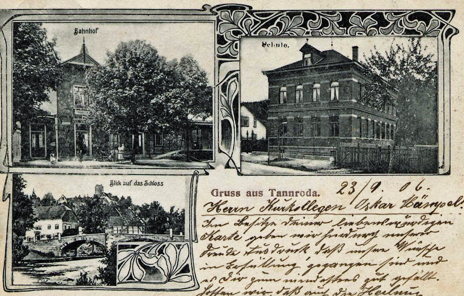 Tannroda / Ilm: Ansichtskarte von 1906 mit derSchule