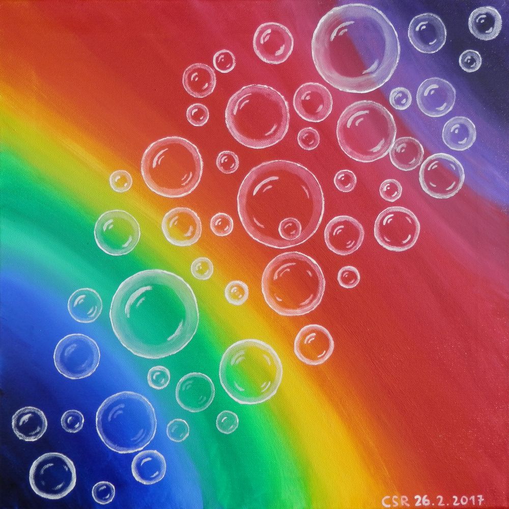 Tanzende Seifenblasen - Ein "Fest der Farben" in Acryl