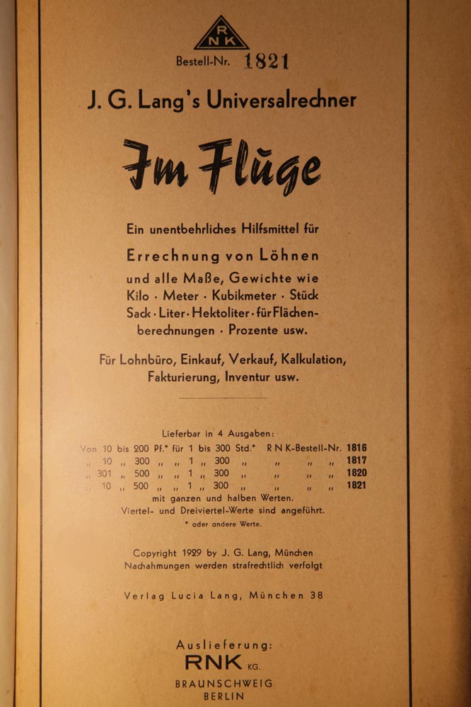 Taschenrechner um 1929