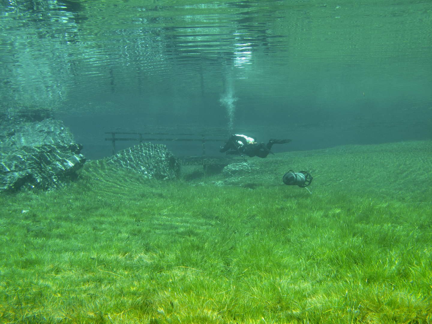 Tauchen im grünen See