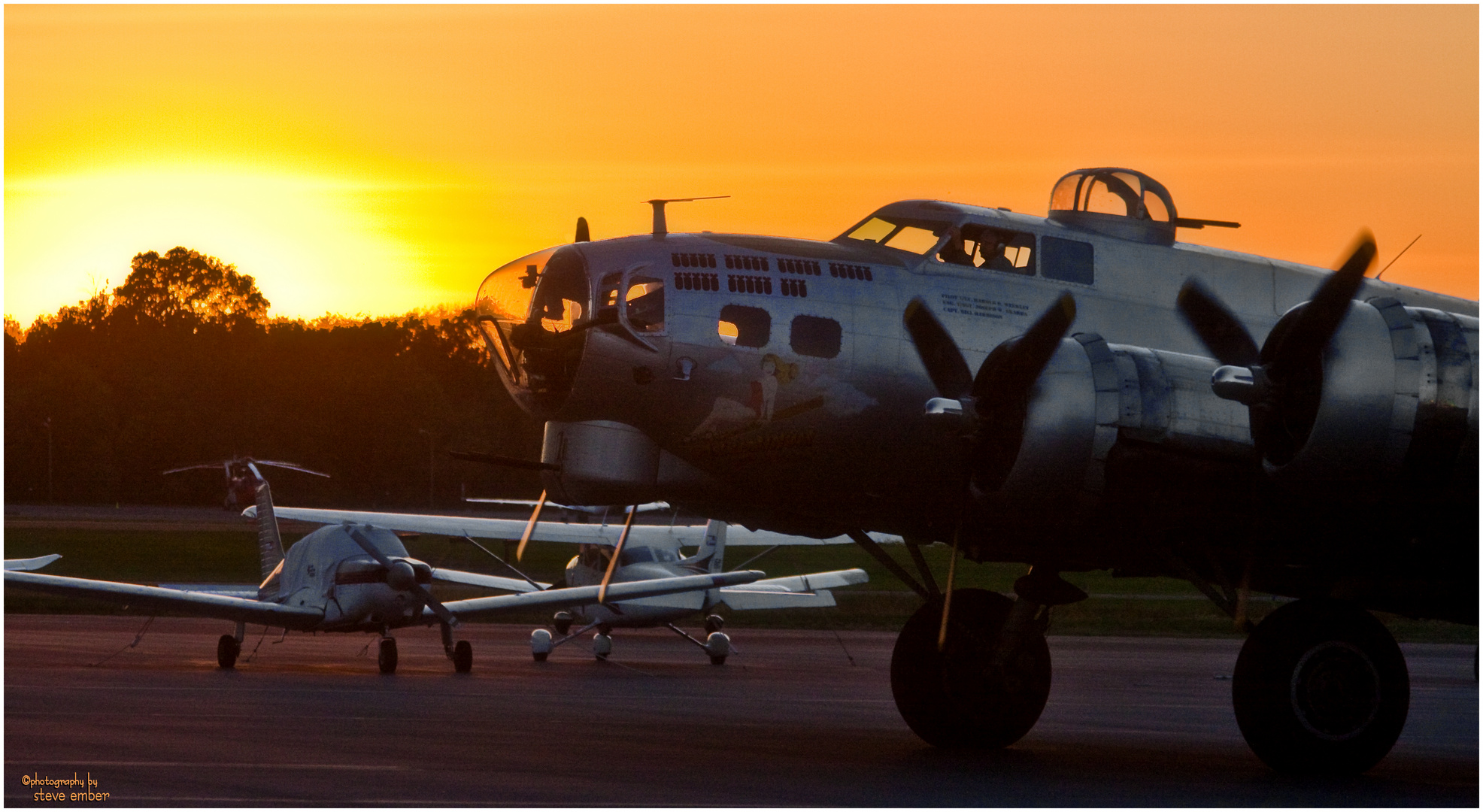 Taxiing at Sunset - B-17 "Aluminum Overcast"