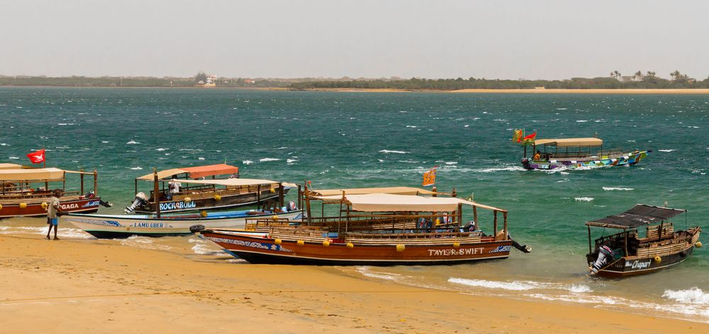 taxist(r)and vor dem ort shela auf der insel lamu