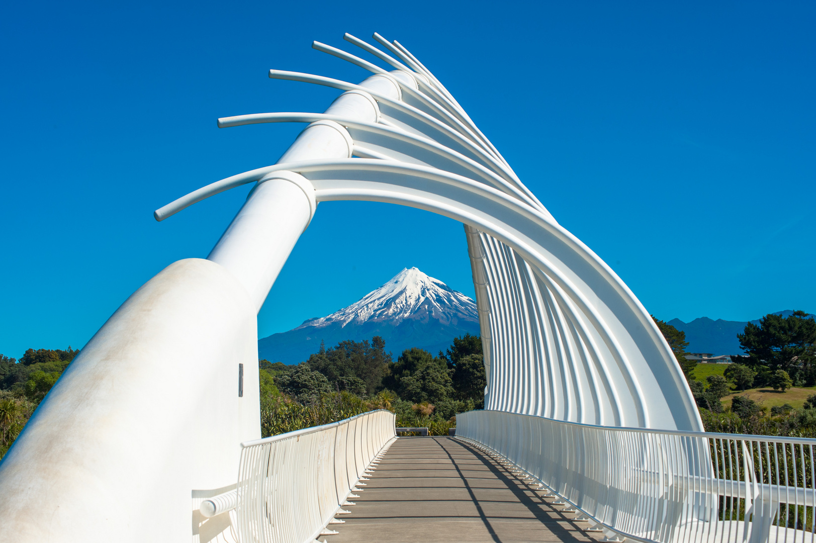 Te Rewa Rewa Bridge mit Mount Taranaki