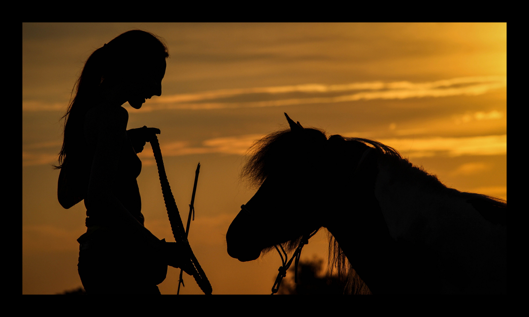 Teamwork beim Sonnenuntergang