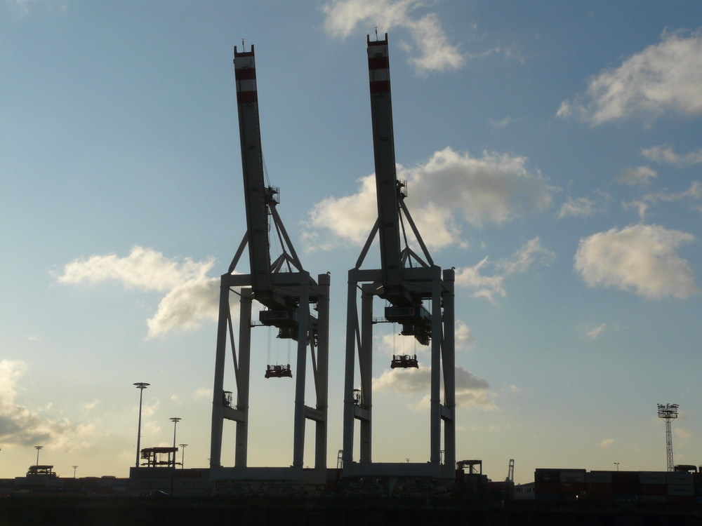 'Technisches Giraffenpaar' im Hamburger Hafen