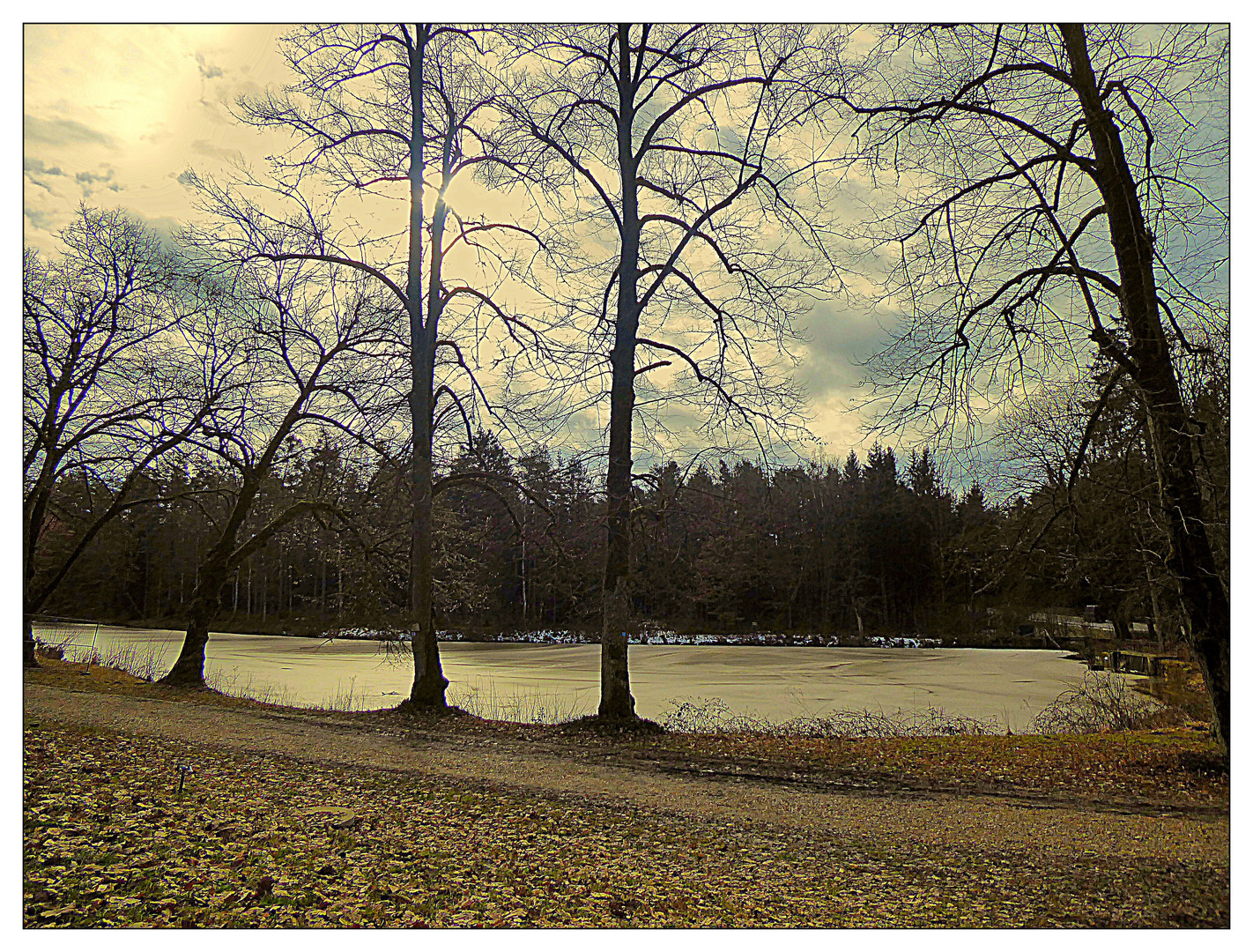 Teich mit Eisdecke