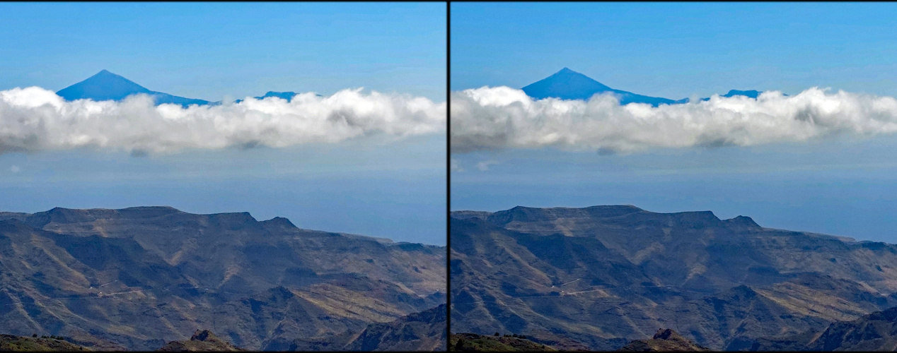 Teideblick aus Gomera (3D  X-view Kreuzblick stereo)