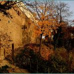 Teil der alten Stadtmauer in der Herbstsonne