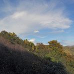 Teil eines Panoramas vom Dubicer Kirchlein und dem Elbeblick und in die Berge