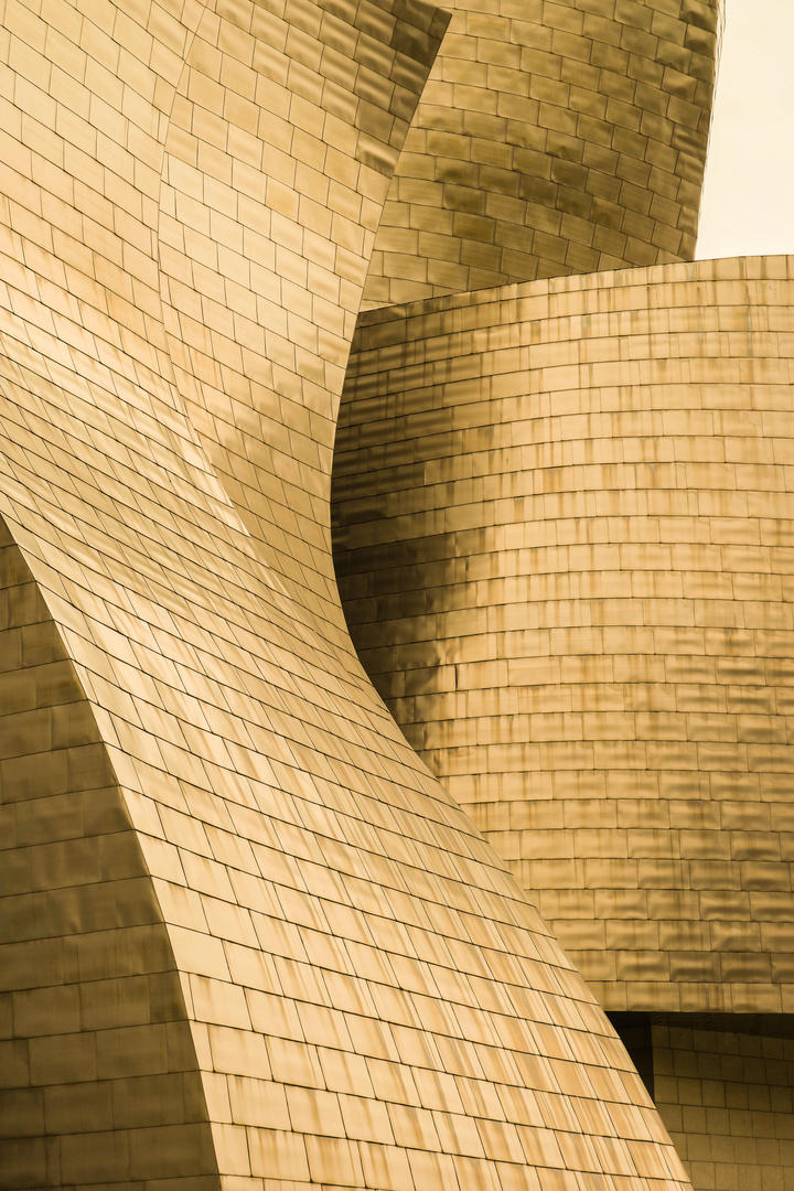 Teilansicht der Außenfassade des Guggenheim museums in Bilbao