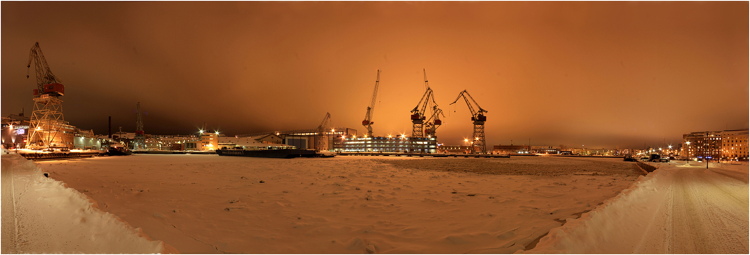 Telakkakatu - frozen harbour of Helsinki