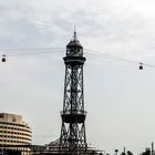 Teleférico para subir a Montjuic. Puerto de Barcelona.