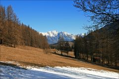 Telfeser Wiesen, Blick zum Bettelwurf