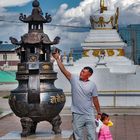 Temple worshipers in the Gandan Monastery