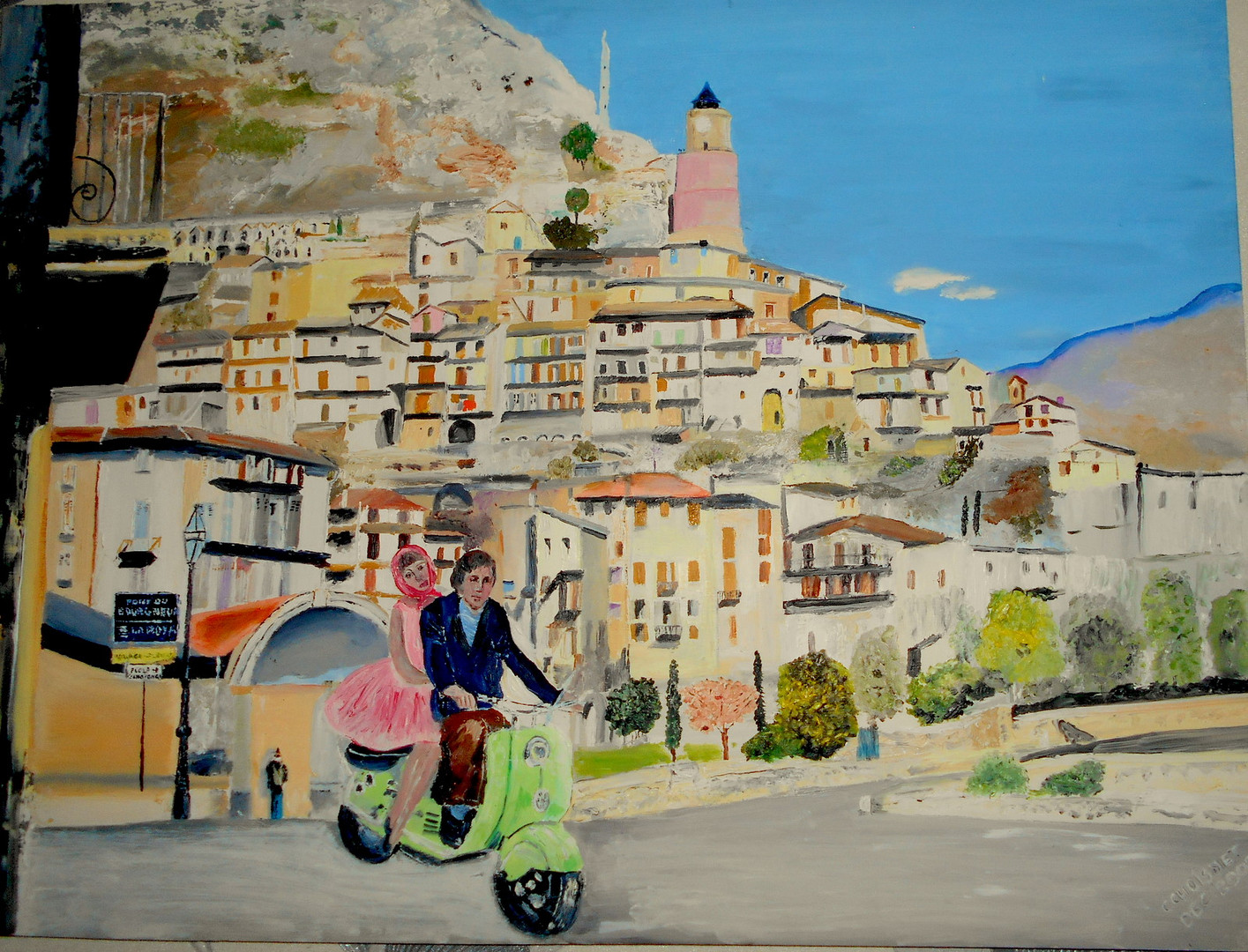 Tende, dans la vallée de la Roya (Alpes-Maritimes), Peinture à l'huile sur châssis en bois