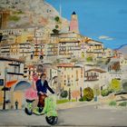 Tende, dans la vallée de la Roya (Alpes-Maritimes), Peinture à l'huile sur châssis en bois