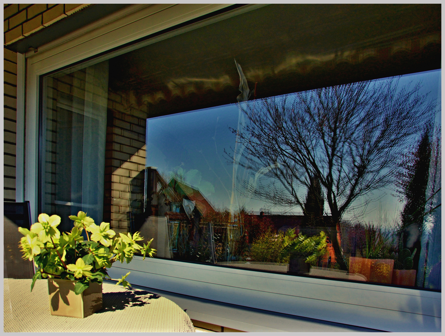 Terrassenfenster-Spiegelung