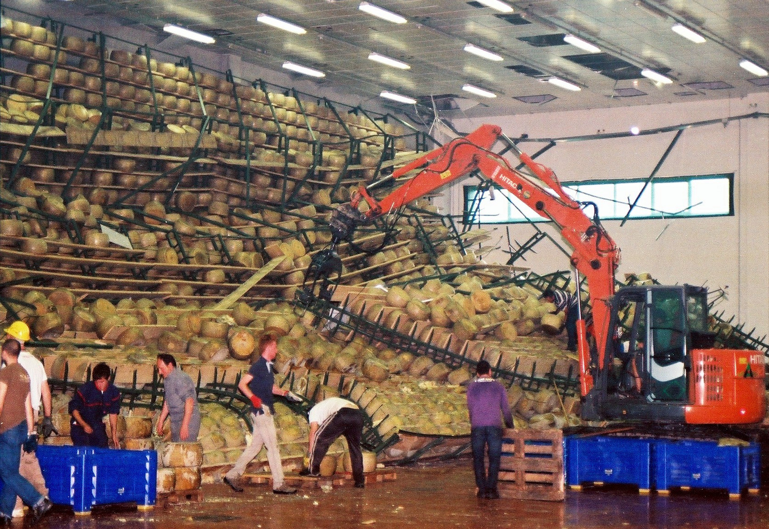 Terremoto, distruzione del Grana Padano D.O.P