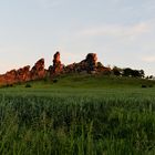 Teufelsmauer Weddersleben im Sonnenuntergang.