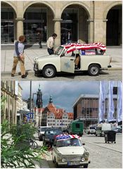 Texans for Obama with old "Trabi" in Dresden