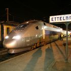 TGV auf nächtlicher Testfahrt durch den Norden Luxemburgs (Pause in Ettelbrück)