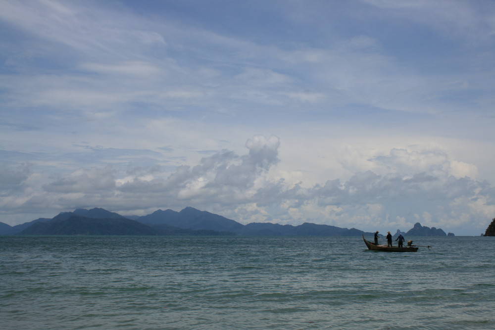 Thai fishermen in Datai Bay, Langkawi