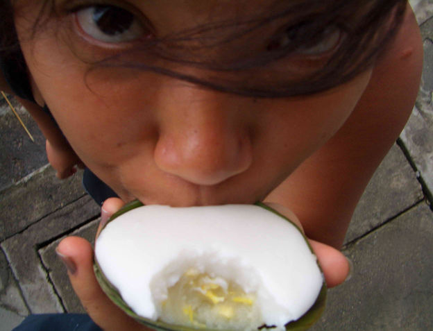 Thai girl eating fruits