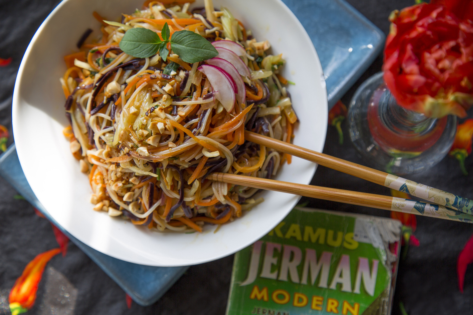 Thai Rice Noodles in black and white....