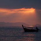 Thailand, Meer, Longtailboot, Sonnenuntergang