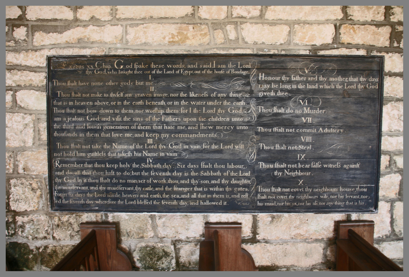 the 10 commandments in Corsenside Church