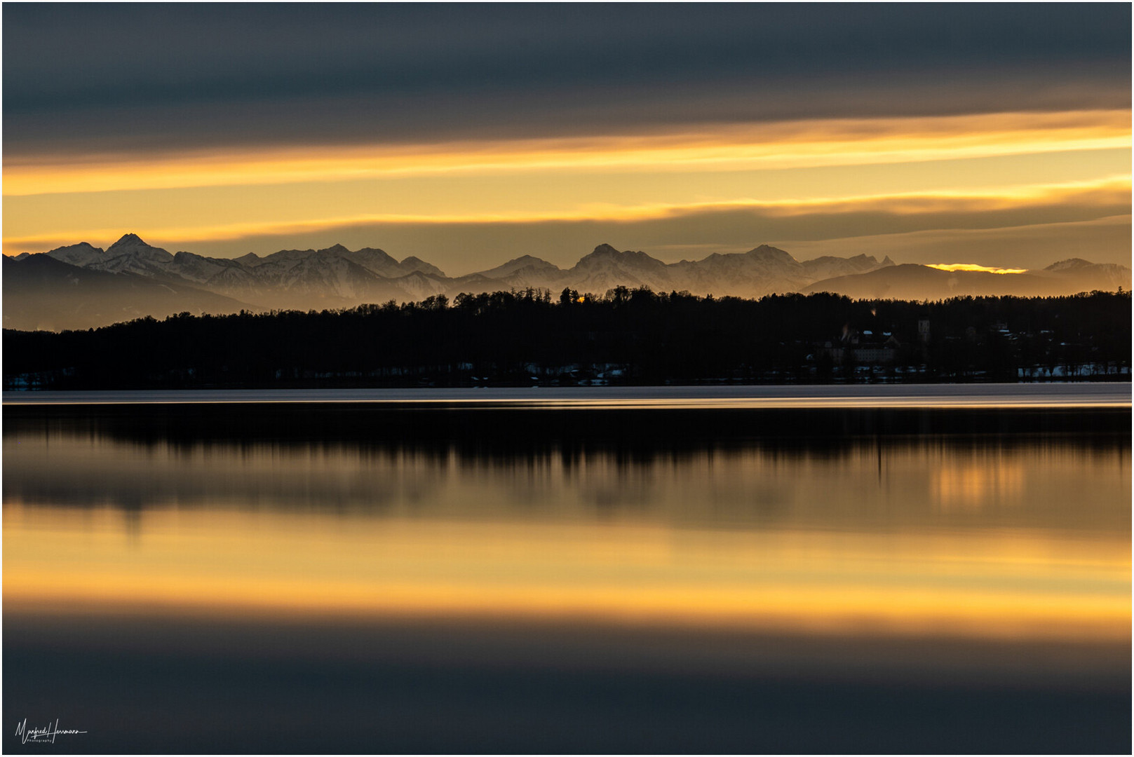 the alps on the golden horizon