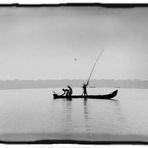 The backwaters of Kerala....................Fishermen at work