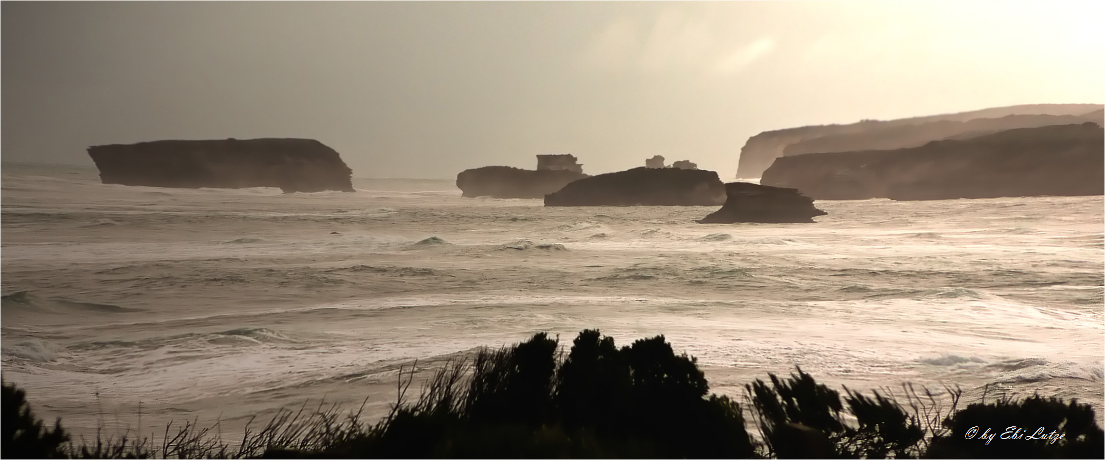 ** The Bay of Islands at stormy rainy Day **